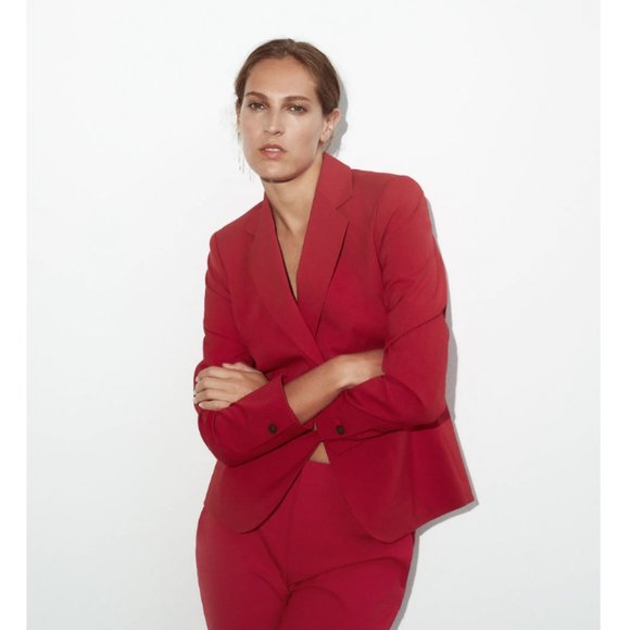NWT Zara Tailored Single Button Red Blazer Jacket - Picture 2 of 11